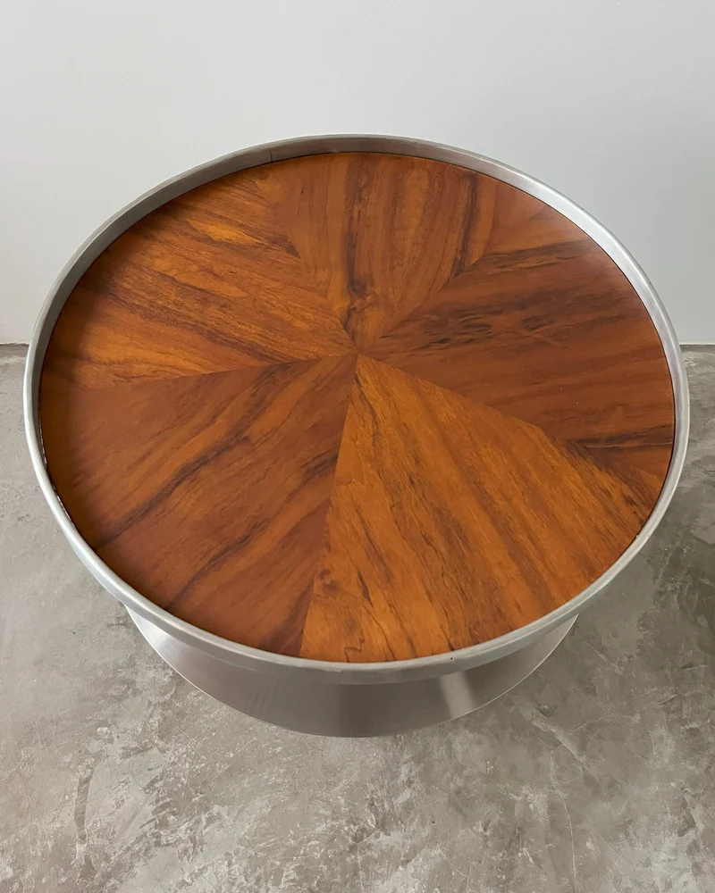 Wood and Stainless Steel V60 Side Table