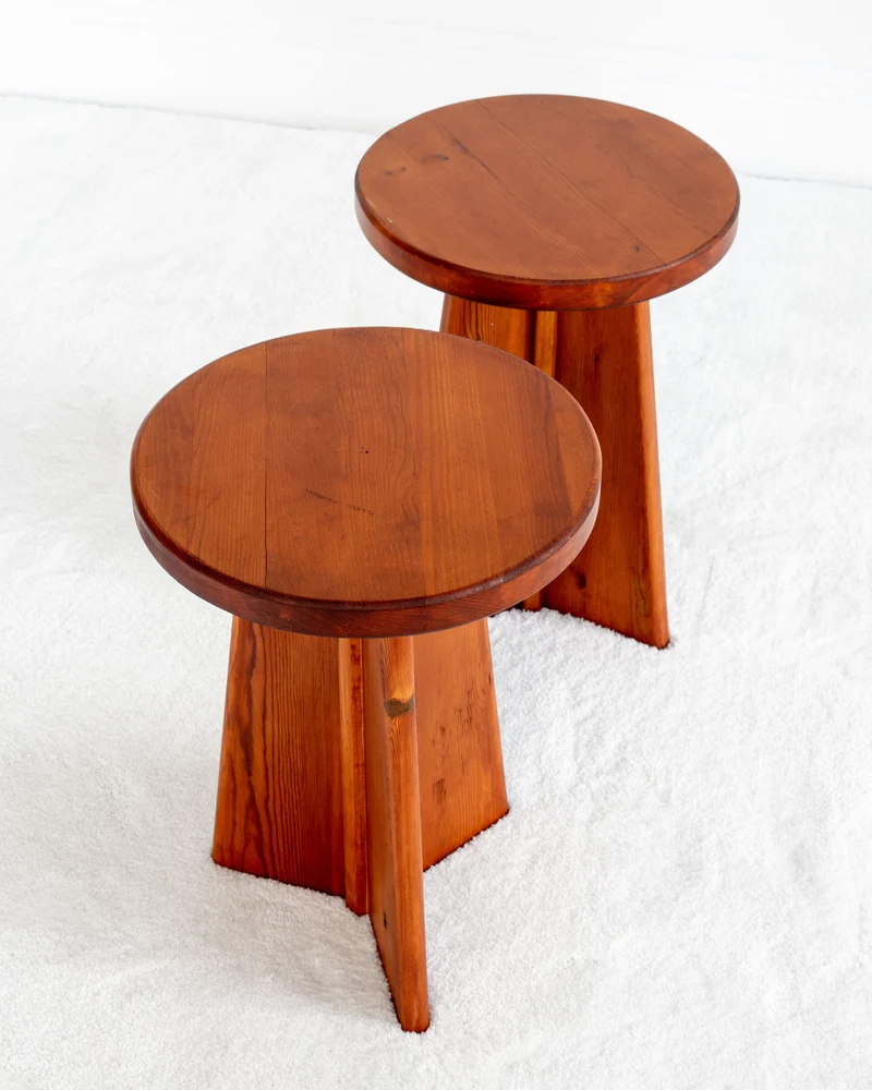 Pair of Vintage Swedish Pine Stools