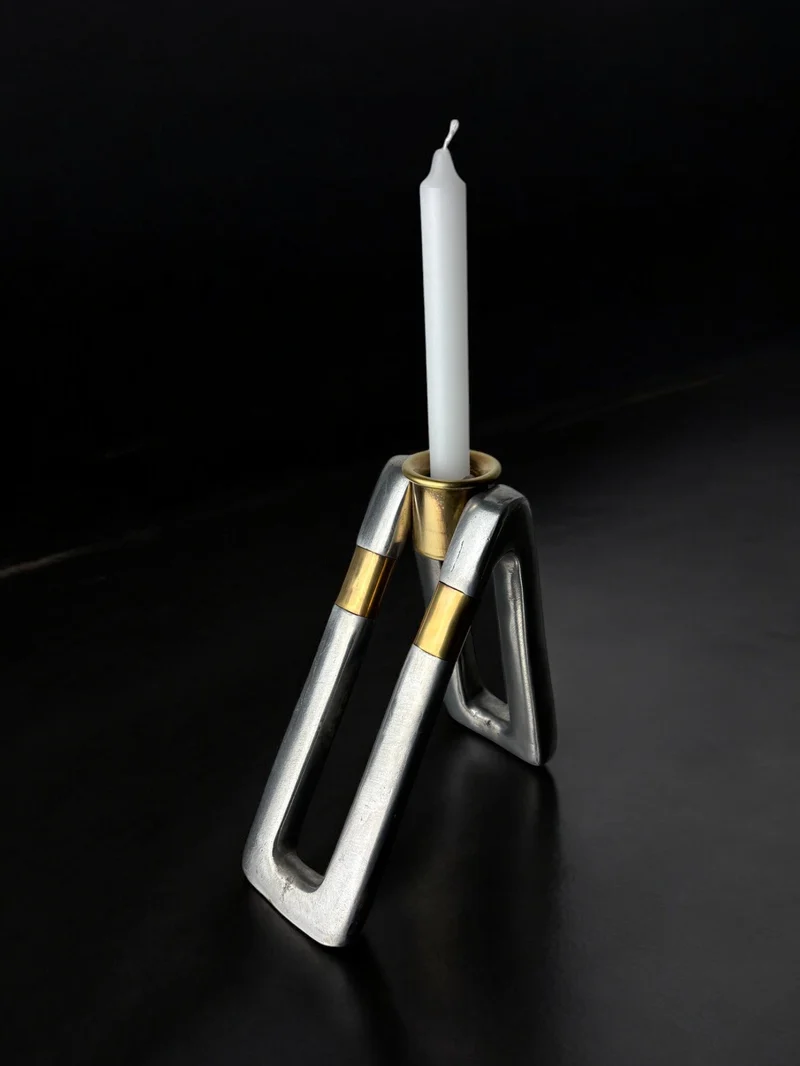Brutalist Candleholder by Ardisur, bronze & Aluminium, Spain, 1970s