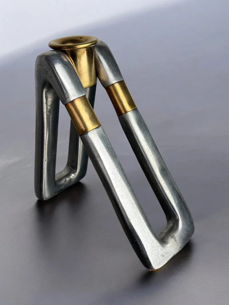 Brutalist Candleholder by Ardisur, bronze & Aluminium, Spain, 1970s