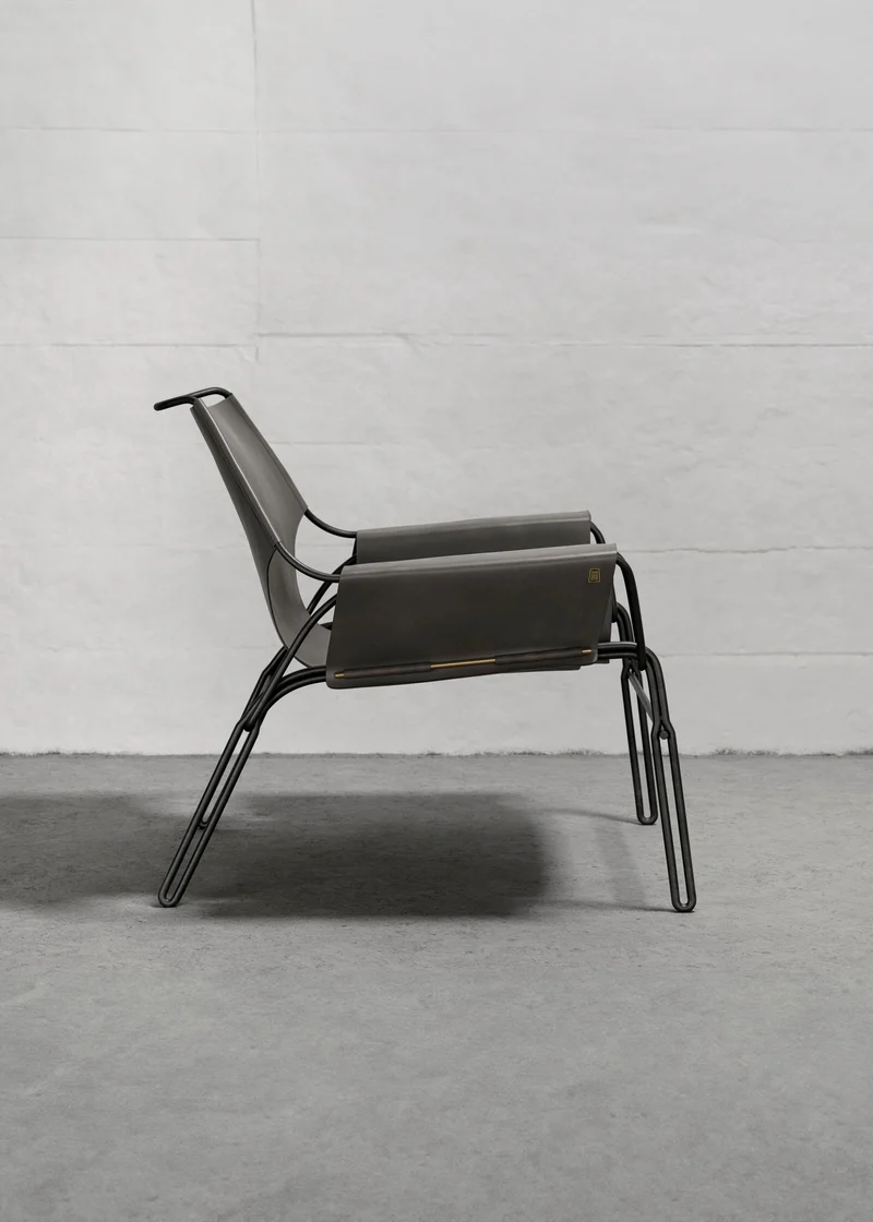PERFIDIA_02 Olivo Thick Leather Sling Lounge Chair