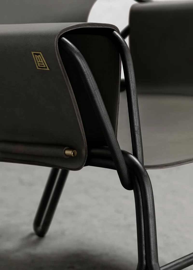 PERFIDIA_02 Olivo Thick Leather Sling Lounge Chair