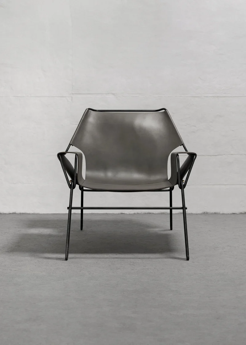 PERFIDIA_02 Olivo Thick Leather Sling Lounge Chair