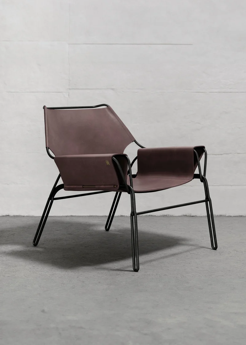 PERFIDIA_02 Olivo Thick Leather Sling Lounge Chair
