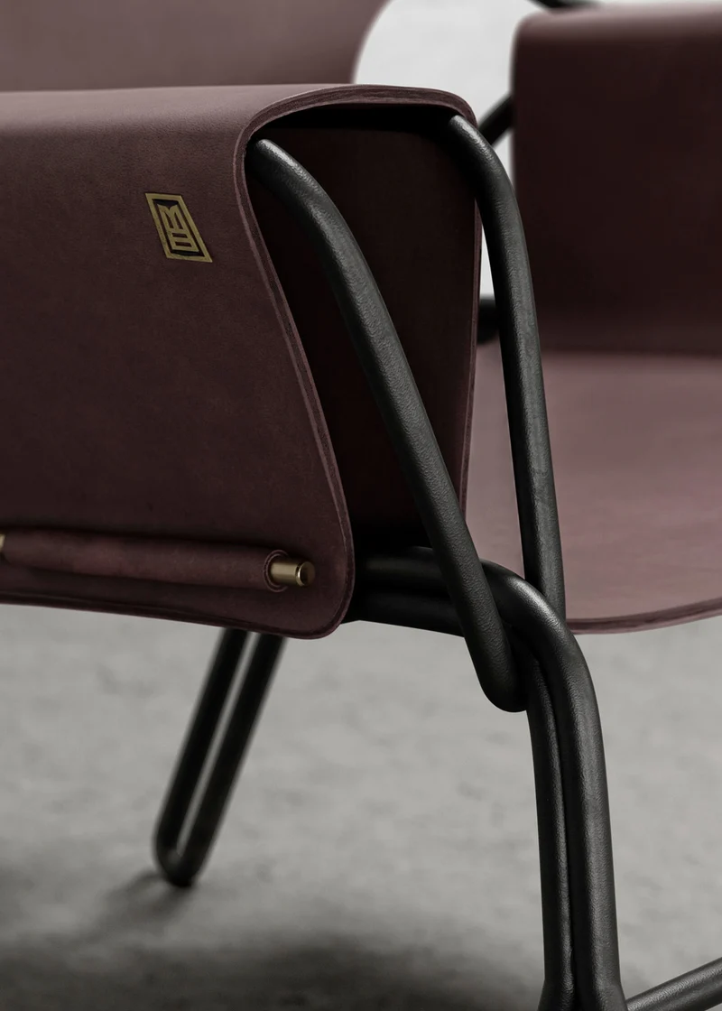 PERFIDIA_02 Olivo Thick Leather Sling Lounge Chair