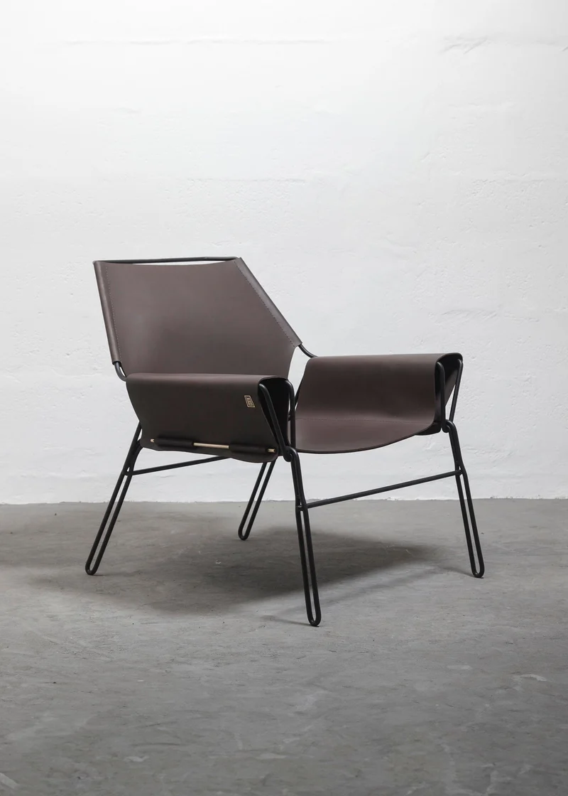 PERFIDIA_02 Olivo Thick Leather Sling Lounge Chair