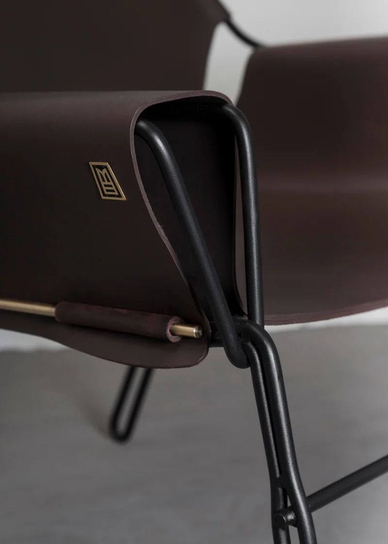 PERFIDIA_02 Olivo Thick Leather Sling Lounge Chair