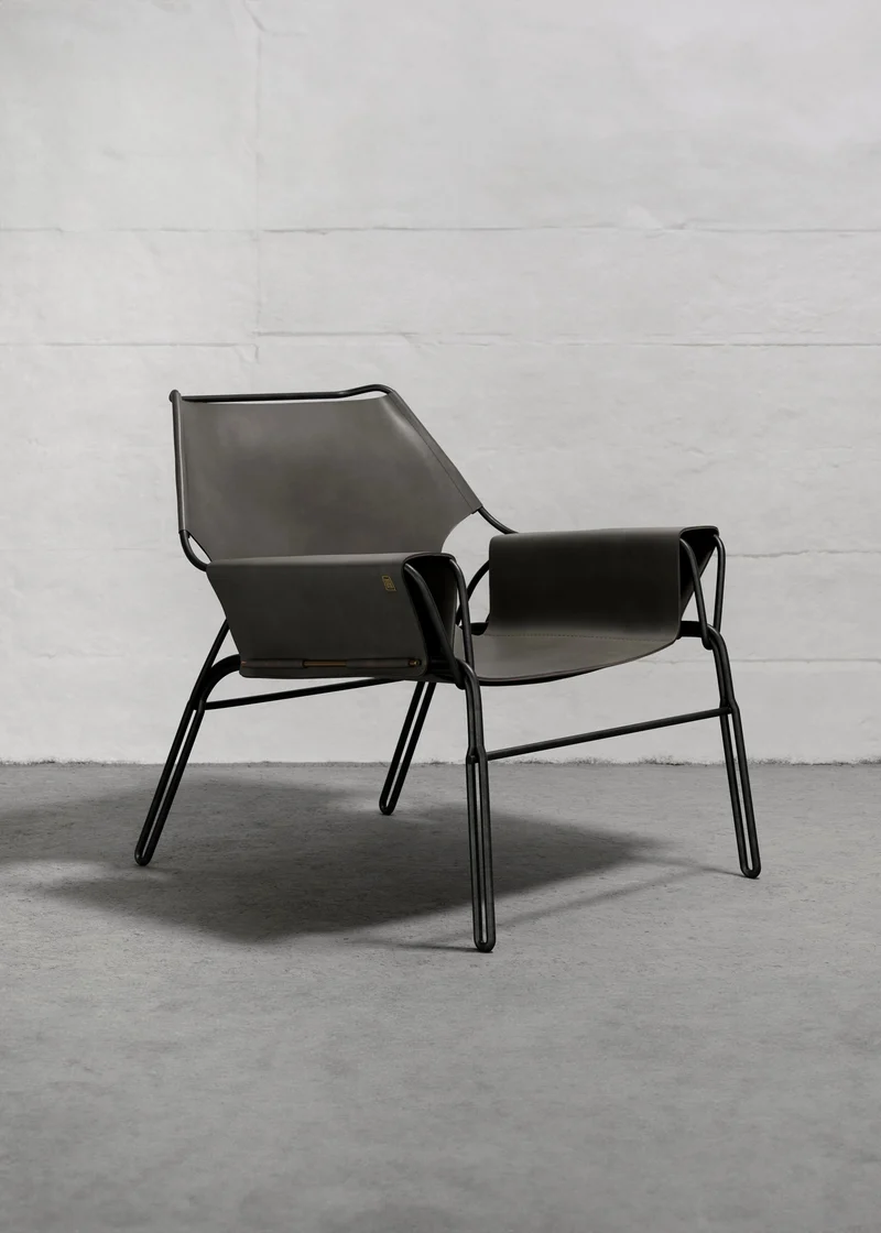 PERFIDIA_02 Olivo Thick Leather Sling Lounge Chair