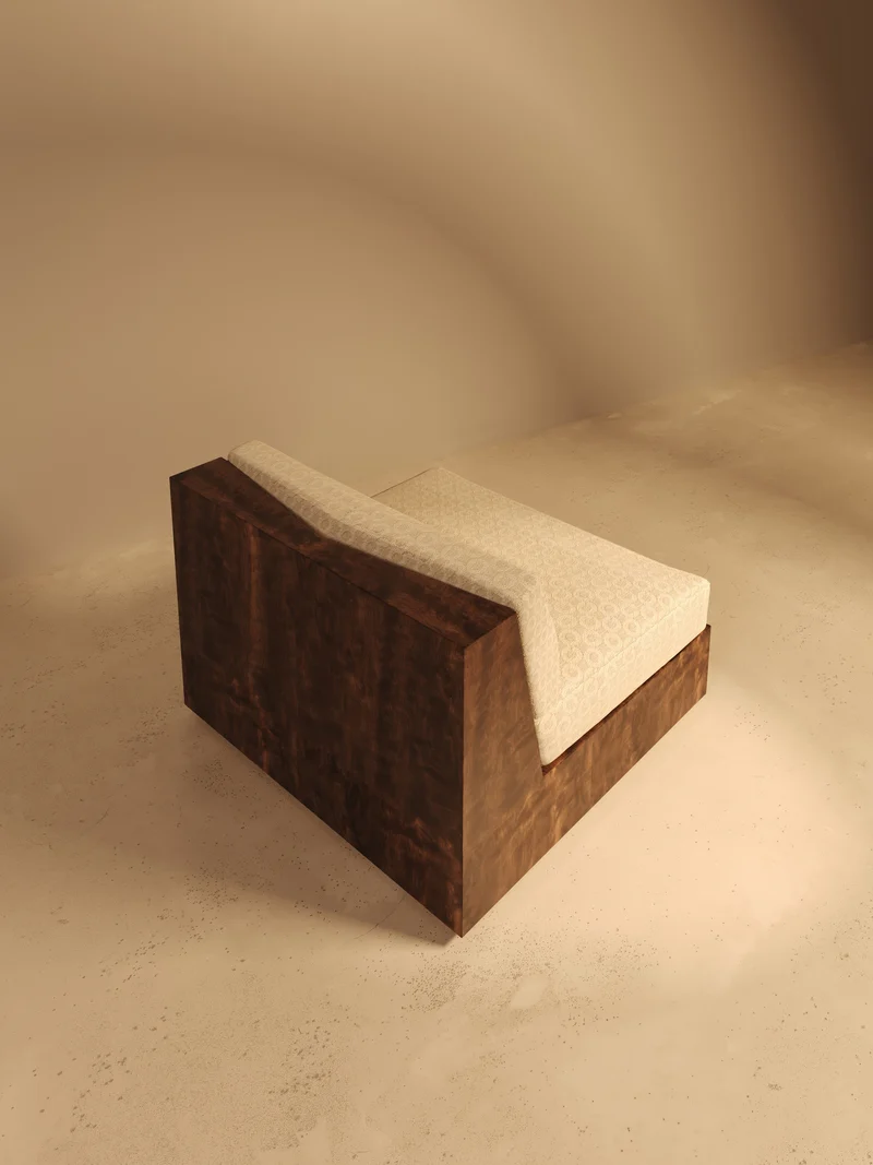 KAVA Collection I SOFA – Walnut Burl Finish, Dedar Upholstery