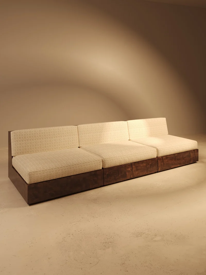 KAVA Collection I SOFA – Walnut Burl Finish, Dedar Upholstery