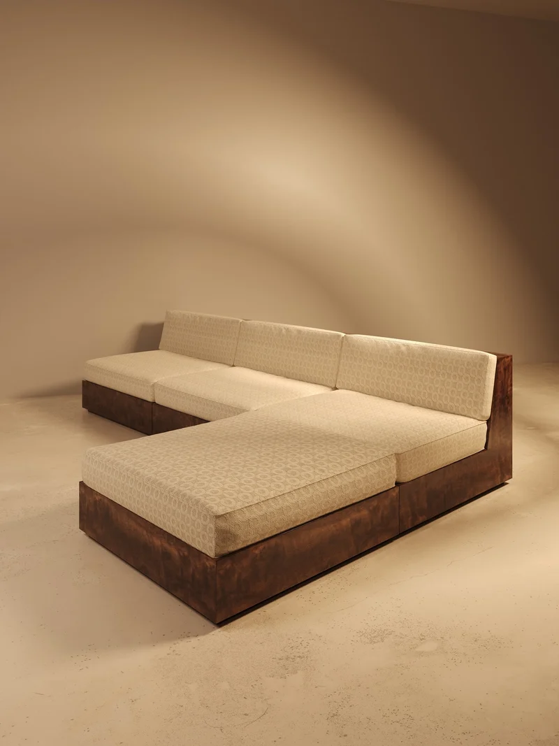 KAVA Collection I SOFA – Walnut Burl Finish, Dedar Upholstery