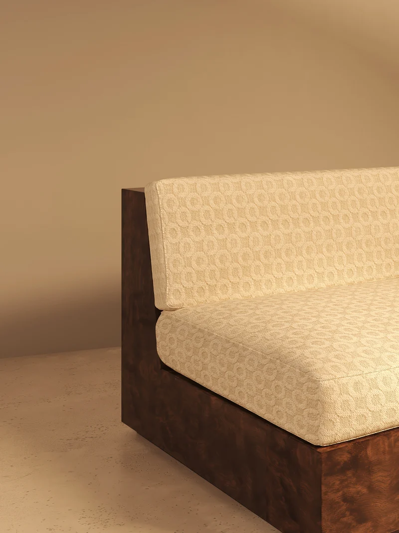 KAVA Collection I SOFA – Walnut Burl Finish, Dedar Upholstery