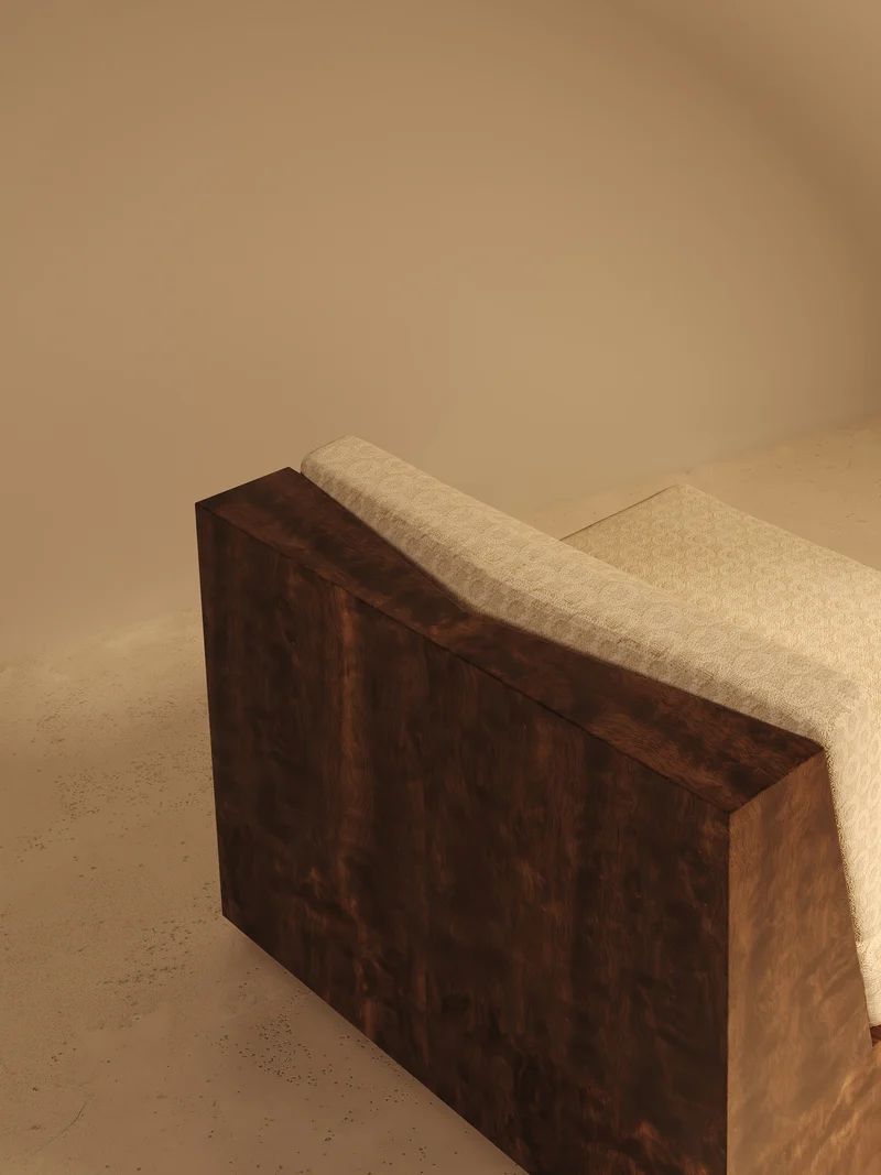 KAVA Collection I SOFA – Walnut Burl Finish, Dedar Upholstery