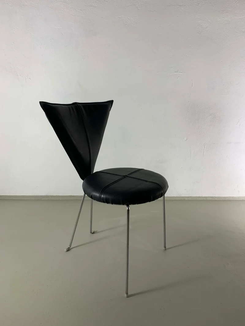 6 Black Leatherette Metal Chairs from Lubke | Germany | 1990s