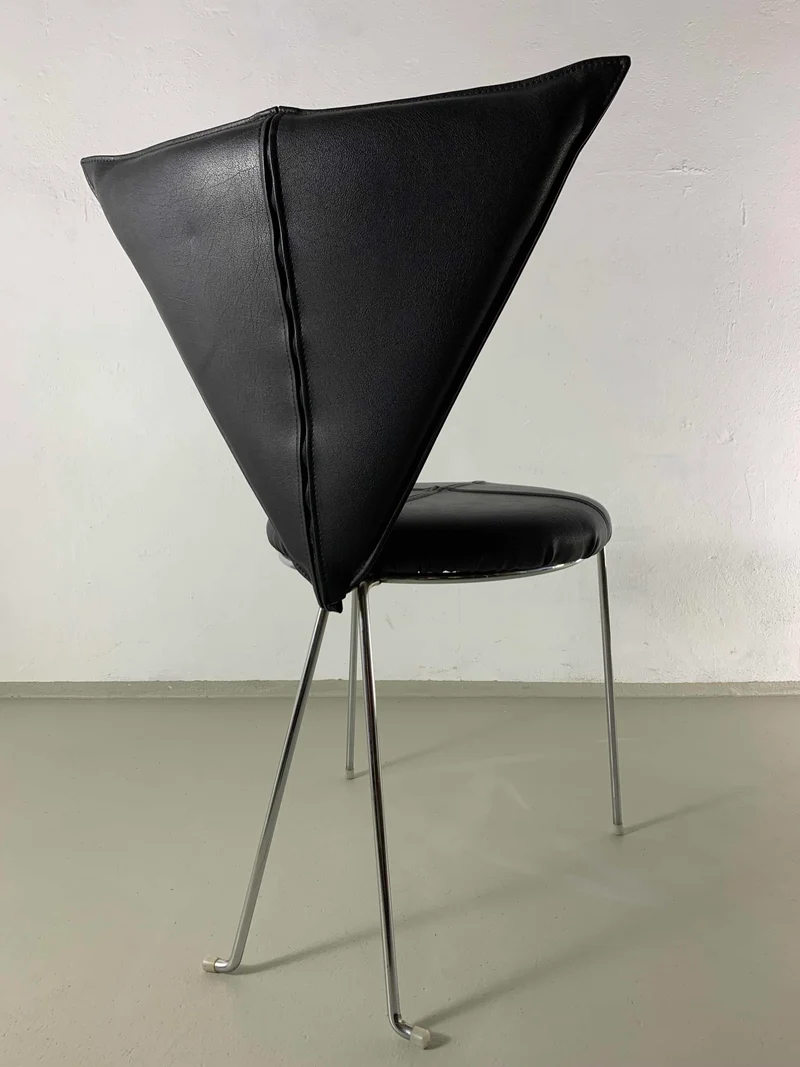 6 Black Leatherette Metal Chairs from Lubke | Germany | 1990s
