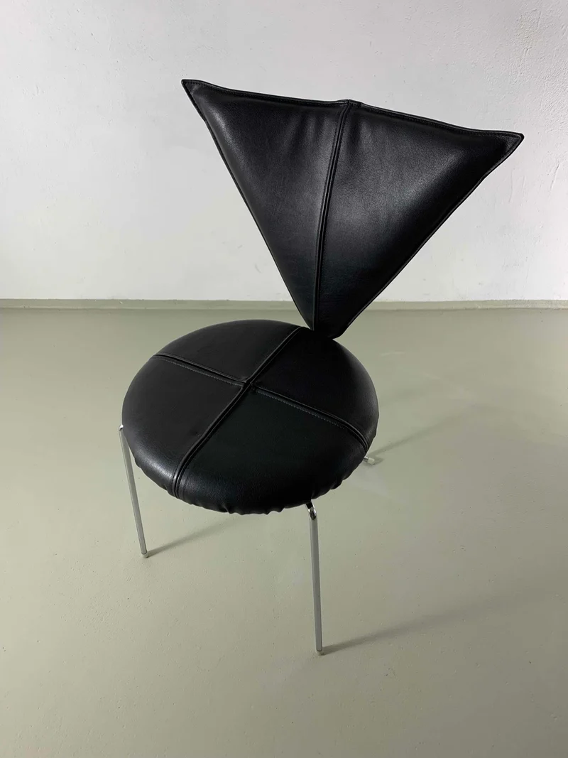 6 Black Leatherette Metal Chairs from Lubke | Germany | 1990s