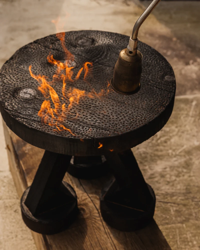 ABORA, End Table in Burnt Wood
