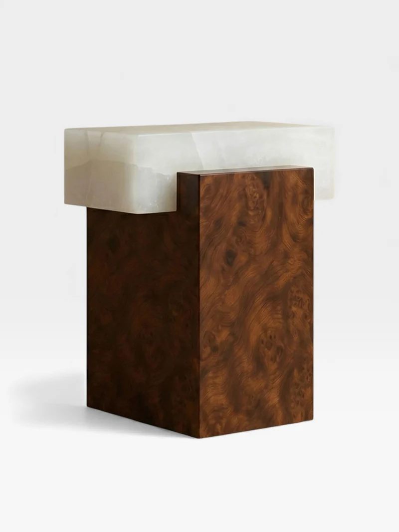 Gaia Burl Wood and White Onyx End Table