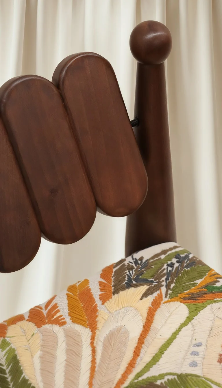 SIMORGH II – Solid Walnut with Hand-Embroidered Upholstery