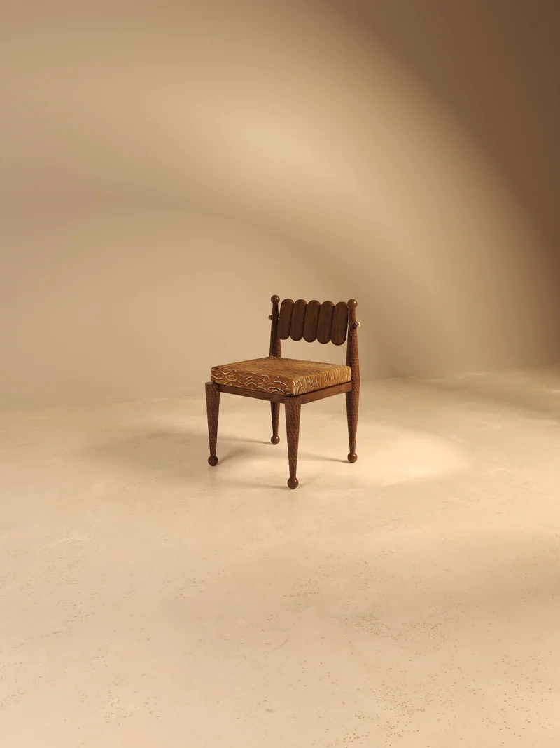SIMORGH I – Carved Walnut with Pierre Frey Upholstery