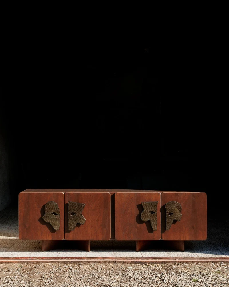 MA I Sideboard – Walnut Finish, Khatam Marquetry Credenza