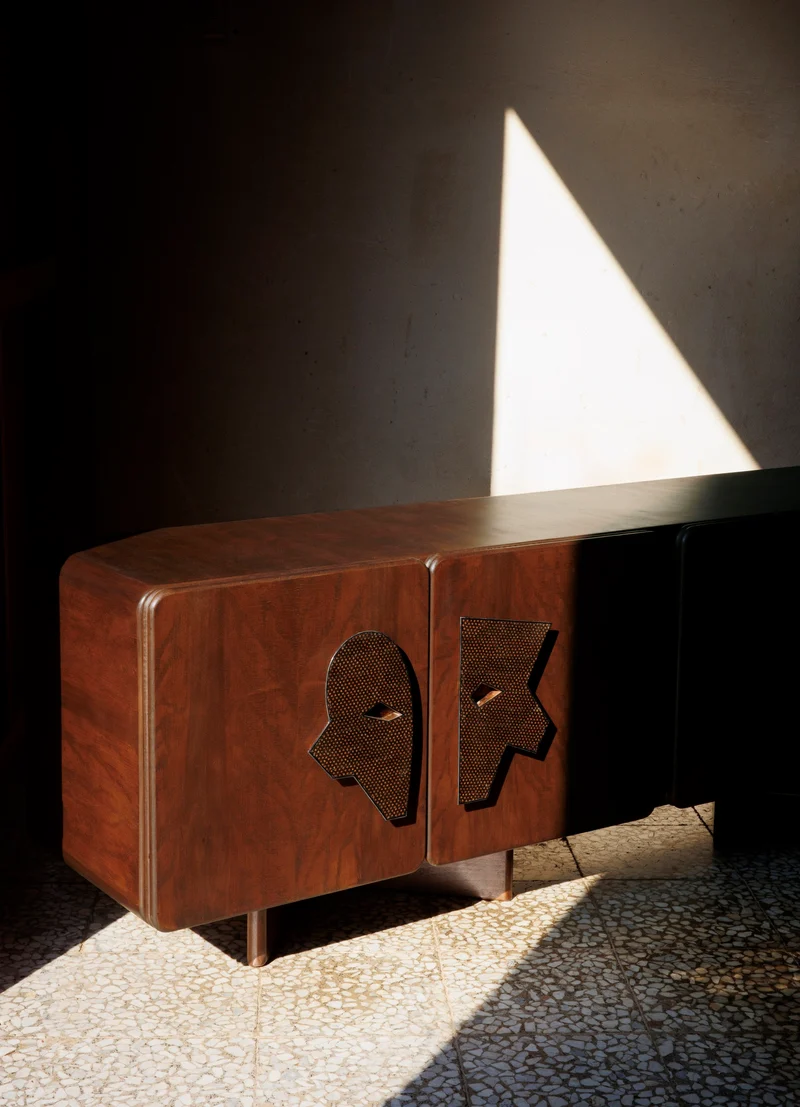 MA I Sideboard – Walnut Finish, Khatam Marquetry Credenza