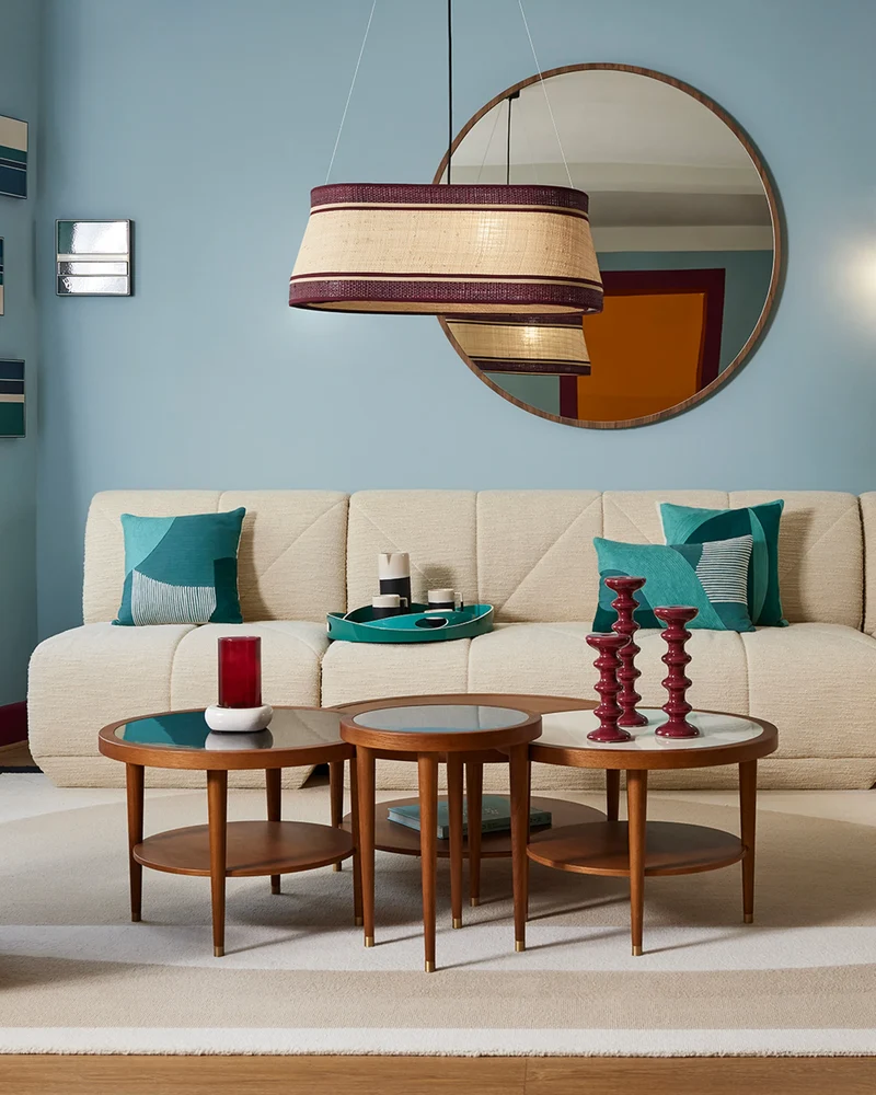 Puzzle Round Coffee Table - Sarah Blue