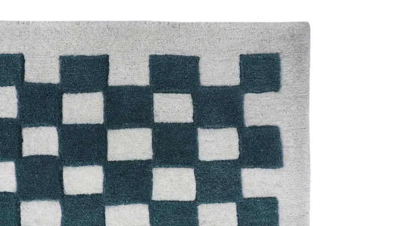 Checkers Rug x Scott Sueme, 5x7, Teal