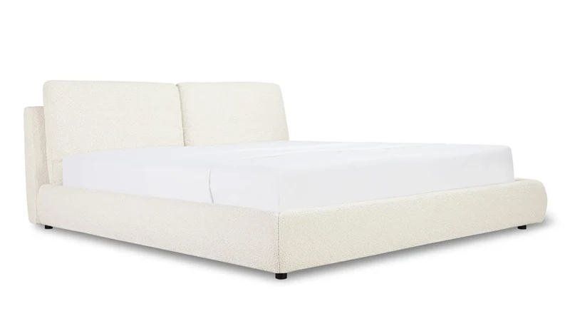 Cloud Bed with Storage, King, Cream Boucle