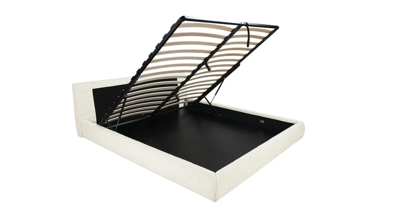Cloud Bed with Storage, Queen, Cream Boucle
