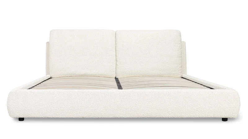 Cloud Bed with Storage, Queen, Cream Boucle