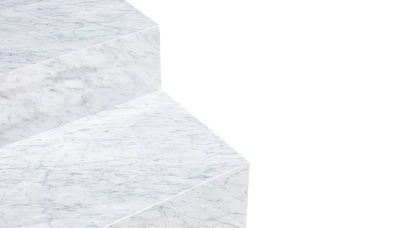 Align Coffee Table, Tiered, Carrara Marble