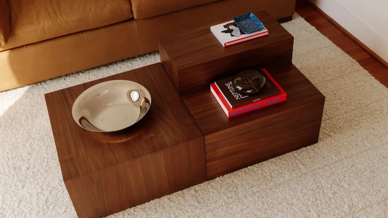 Align Coffee Table, Tiered, Walnut