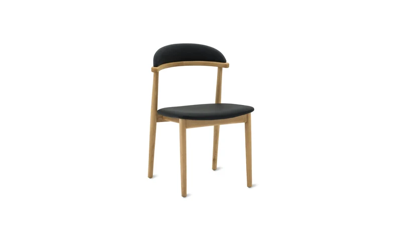 Count On Me Armless Dining Chair (Set of Two), Oak, Black Seat