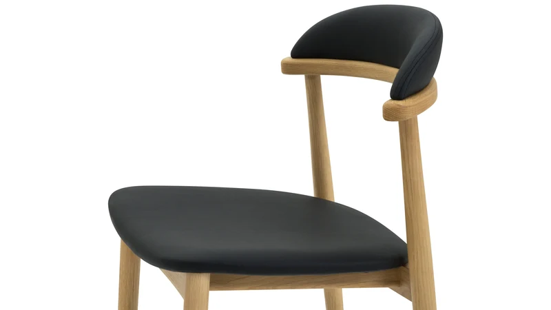 Count On Me Armless Dining Chair (Set of Two), Oak, Black Seat
