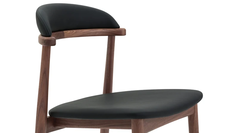 Count On Me Armless Dining Chair (Set of Two), Walnut, Black Seat