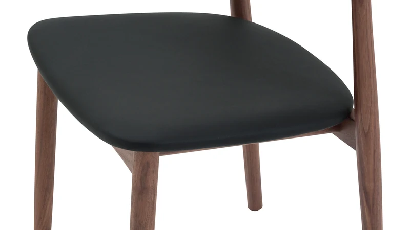 Count On Me Armless Dining Chair (Set of Two), Walnut, Black Seat