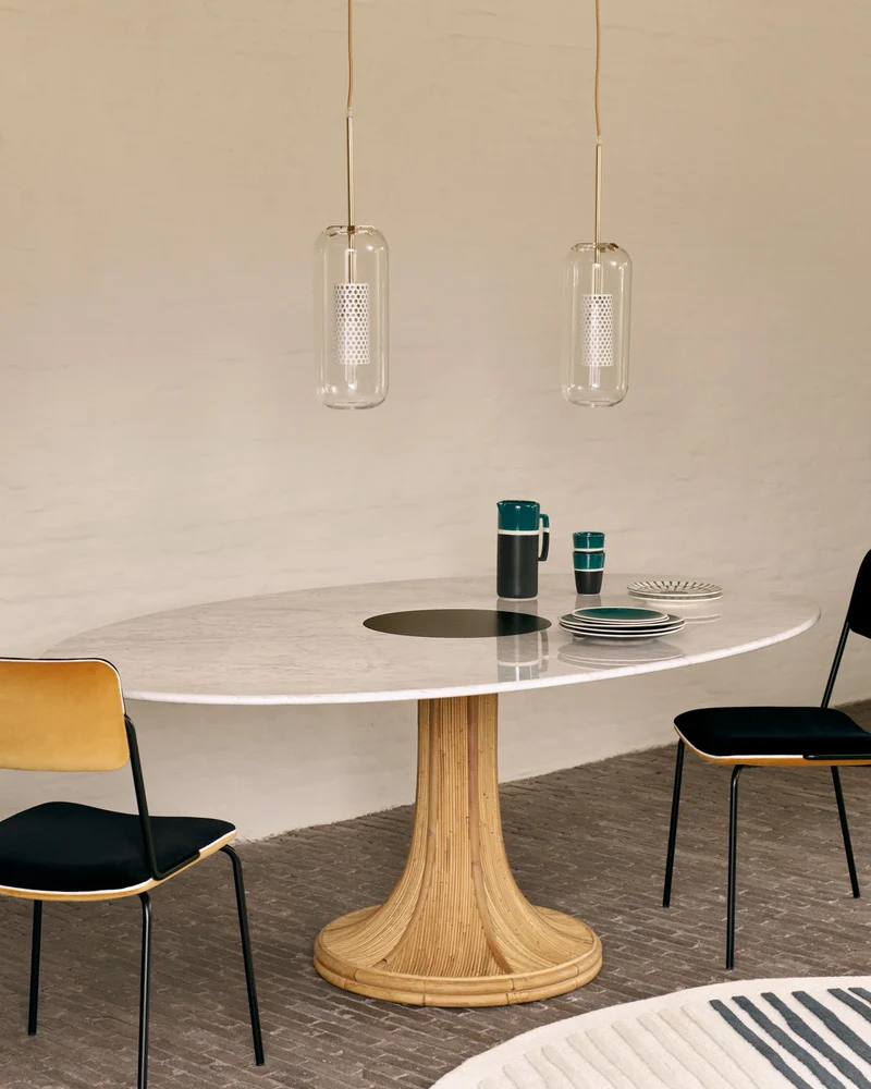 Riviera Table - Natural / White Marble