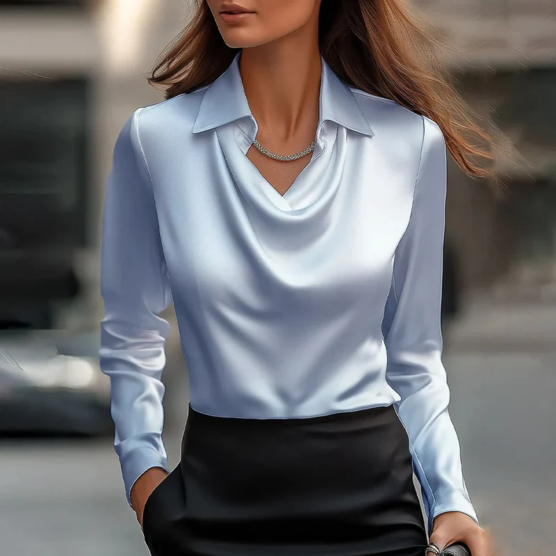 Chemisier Élégant en Satin – Style Minimaliste et Chic