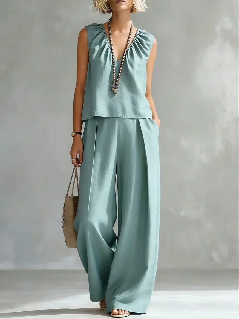Ensemble Chic "Sérénité" – Haut Épaules Dénudées et Pantalon Large