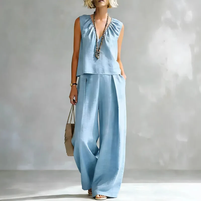 Ensemble Chic "Sérénité" – Haut Épaules Dénudées et Pantalon Large