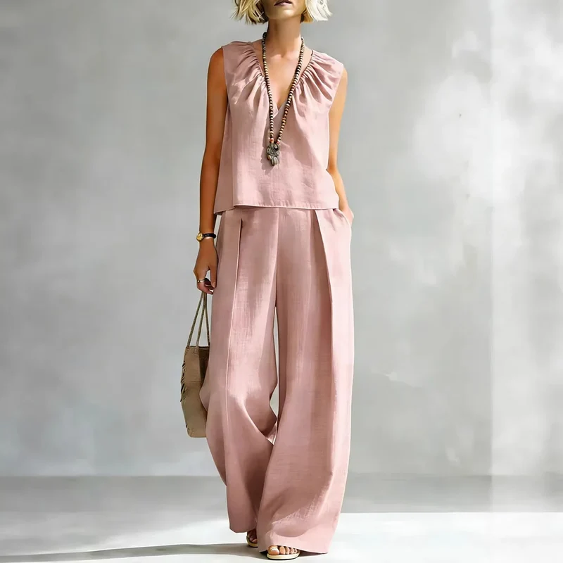 Ensemble Chic "Sérénité" – Haut Épaules Dénudées et Pantalon Large