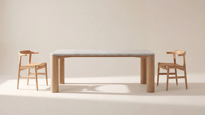 Field Dining Table, Seats 6-8 People, Oak/Carrara Marble