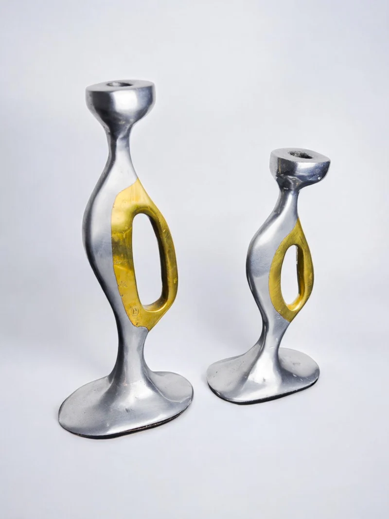 Brutalist Candle Holders by Léopold Spain, 1970