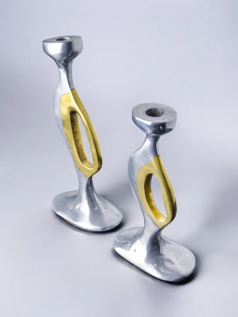 Brutalist Candle Holders by Léopold Spain, 1970
