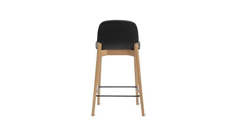 Dine In Counter Stool, Oak/Black Leather