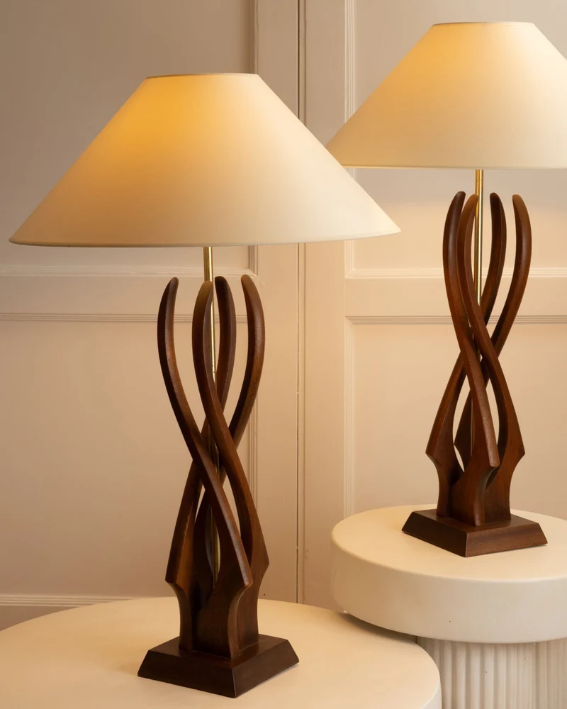 Vintage Organic US Brass Table Lamp - 1960s