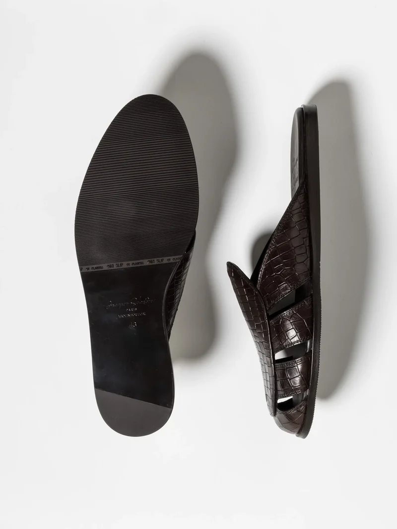 CAPRI MULE PRINTED CALF DARK BROWN