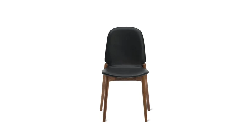 Dine In Dining Chair (Set of Two), Walnut/Black Leather
