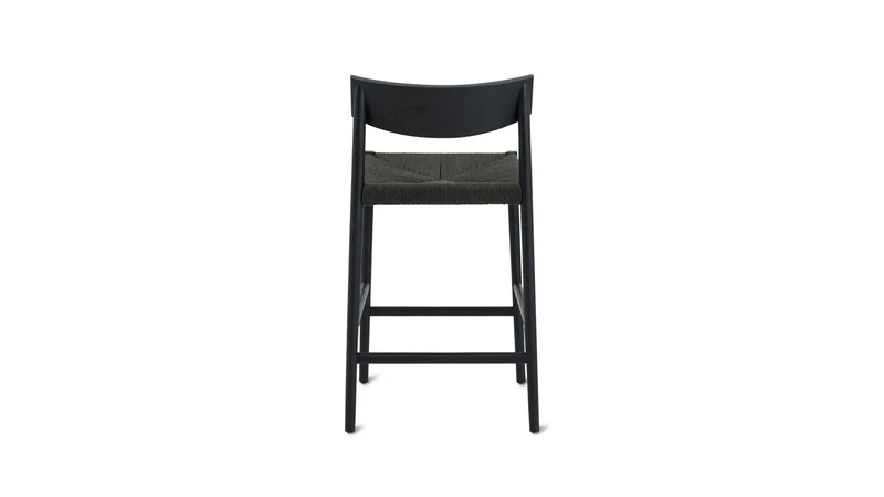 Dinner Guest Counter Stool, Black Oak/ Black Papercord Seat